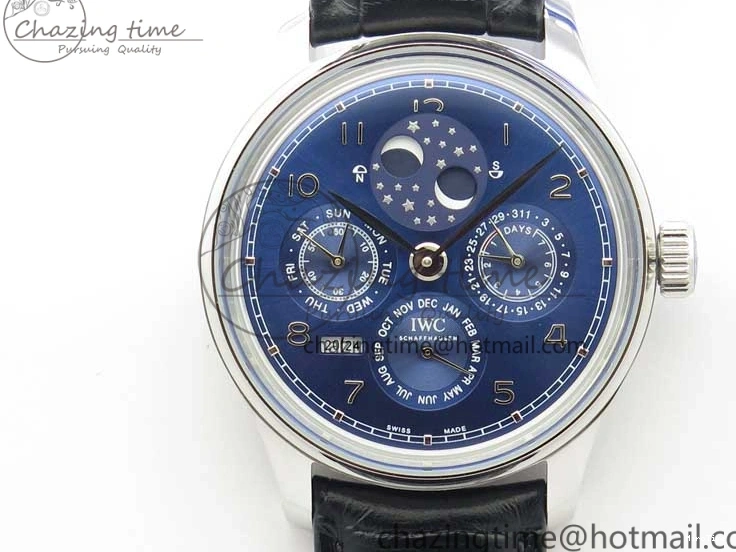 MIROTIME 0228 Portugieser Perpetual Calendar IW503401 V9F 1:1 Best Edition Blue Dial on Black Leather Strap A Contemporary 7114